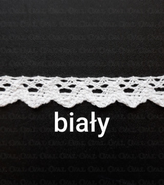 Koronka bawełniana ząbek O 16mm / 25m  biała 5026
