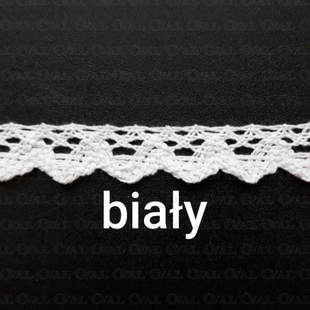 Koronka bawełniana ząbek O 16mm / 25m  biała 5026