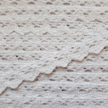 Koronka bawełniana ząbek O 16mm / 25m  biała 5026