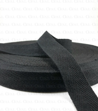 Taśma bawełniana jodełka 20mm / 50m  czarna 5085