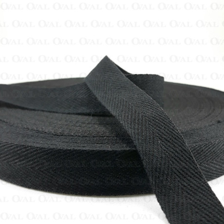 Taśma bawełniana jodełka 15mm / 50m  czarna 5086