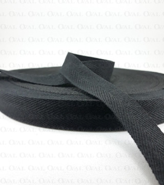 Taśma bawełniana jodełka 15mm / 50m  czarna 5086