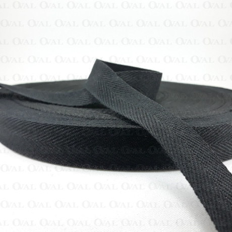 Taśma bawełniana jodełka 15mm / 50m  czarna 5086