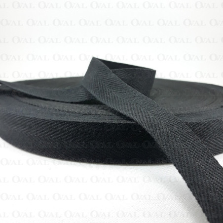 Taśma bawełniana jodełka 15mm / 50m  czarna 5086