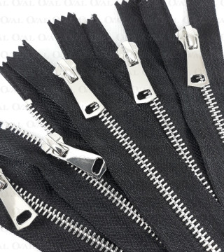 Metal zips *5 closed-end silver 35, 30, 20, 18 cm no. 2163