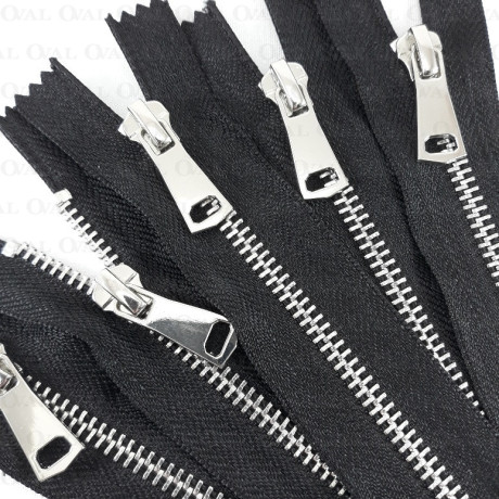 Metal zips *5 closed-end silver 35, 30, 20, 18 cm no. 2163