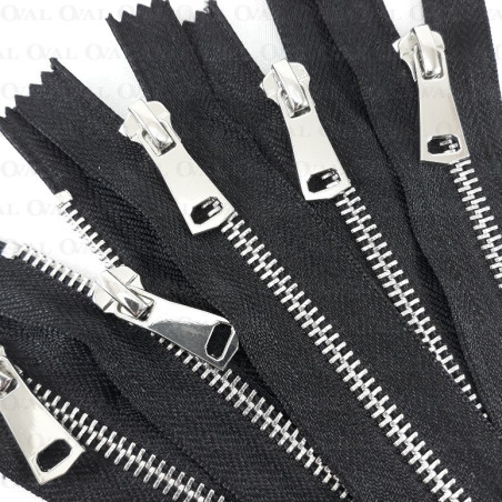 Metal zips *5 closed-end silver 35, 30, 20, 18 cm no. 2163