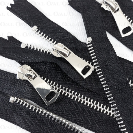 Metal zips *5 closed-end silver 35, 30, 20, 18 cm no. 2163