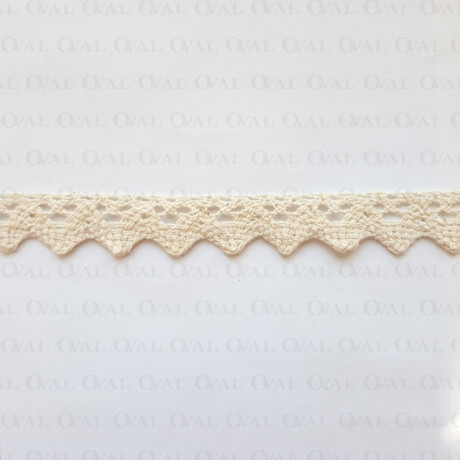 Koronka bawełniana ząbek O 16mm / 25m  naturalny 5024