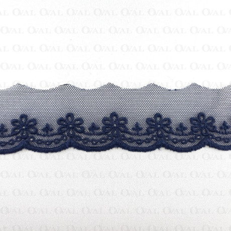 Koronka haft na tiulu 45mm/1y granat 3796