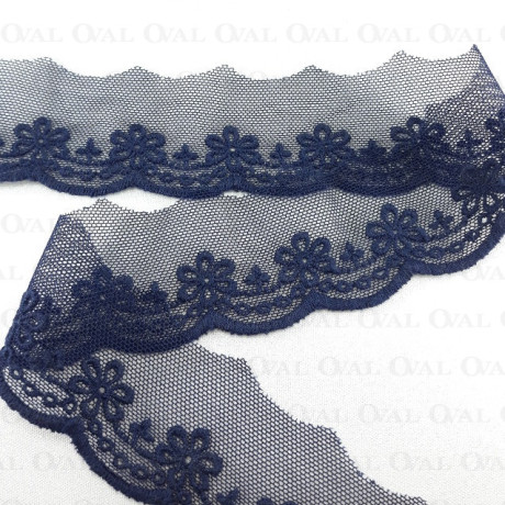 Koronka haft na tiulu 45mm/1y granat 3796