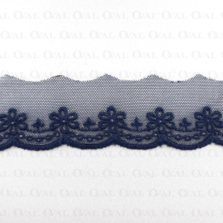 Koronka haft na tiulu 45mm/1y granat 3796