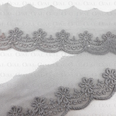 Koronka haft na tiulu 45mm/1y szary 3797