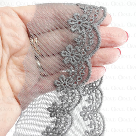 Koronka haft na tiulu 45mm/1y szary 3797