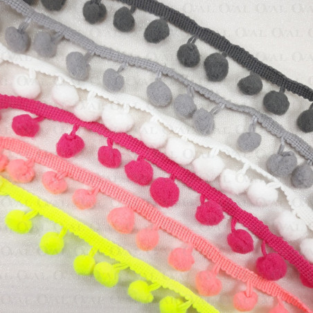 Pom-poms on tape, various colours, 1 m   no. 1742
