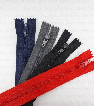Zip *3 black, grey, navy, red 18cm / 1 or 100 pcs 2052