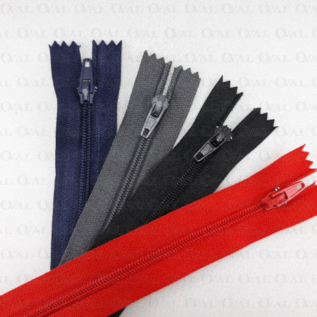 Zip *3 black, grey, navy, red 18cm / 1 or 100 pcs 2052