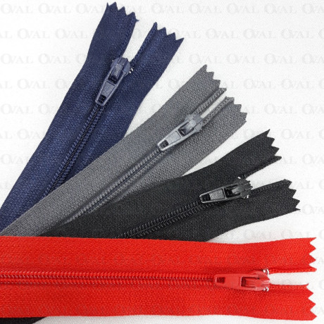Zip *3 black, grey, navy, red 18cm / 1 or 100 pcs 2052