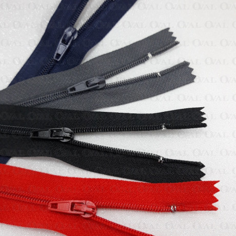 Zip *3 black, grey, navy, red 18cm / 1 or 100 pcs 2052