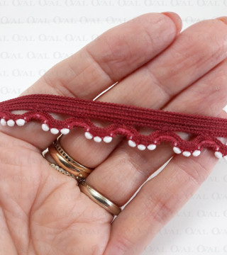 Gumokoronka 15mm/ 1 lub 25m bordo 2828