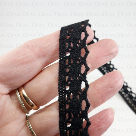 Koronka bawełniana 18mm/20yard czarna 5350