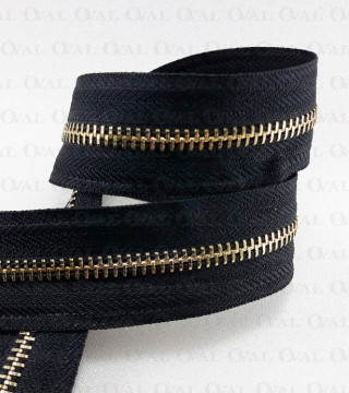 Taśma suwakowa  5* czarno złota/1m  metal 5387