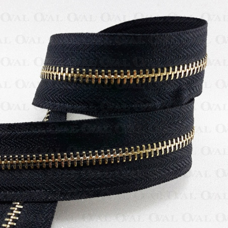 Taśma suwakowa  5* czarno złota/1m  metal 5387