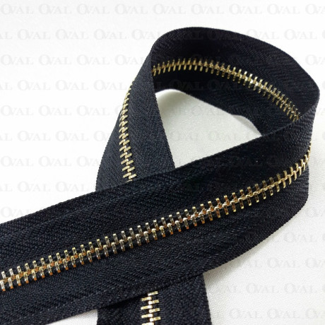 Taśma suwakowa  5* czarno złota/1m  metal 5387