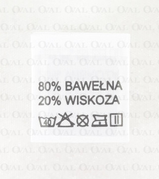 Wszywka skład surowcowy,przepis prania  BAWEŁNA 2765