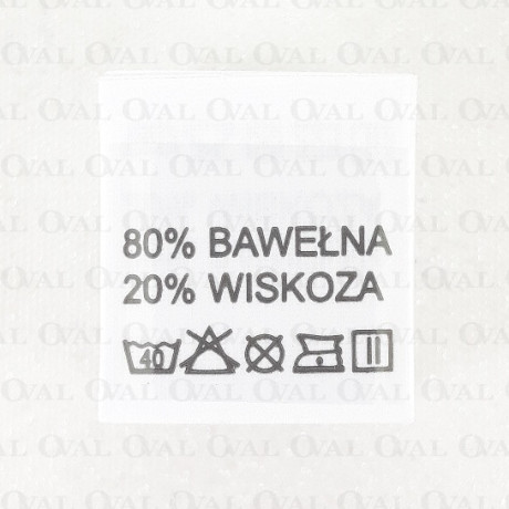Label: raw material composition, washing instructions COTTON 2765