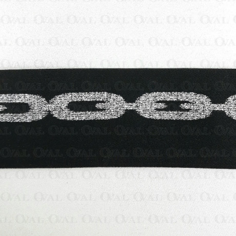 Decorative black and silver elastic 50mm/1m 2025 PU8