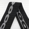 Decorative black and silver elastic 50mm/1m 2025 PU8