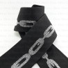 Decorative black and silver elastic 50mm/1m 2025 PU8