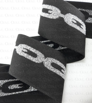 Decorative black and silver elastic 50mm/1m 2025 PU8