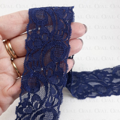 Elastic lace 40mm navy blue 2040