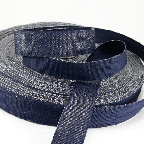 Taśma rypsowa granatowo srebrna 20mm/1m 3760 - 28918