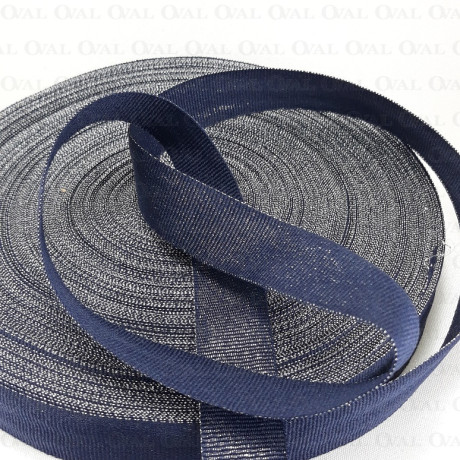 Navy blue and silver grosgrain ribbon 20mm/1m 3760