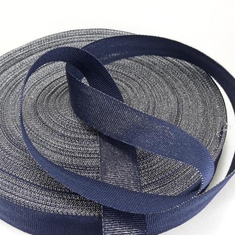 Taśma rypsowa granatowo srebrna 20mm/1m 3760 - 28919