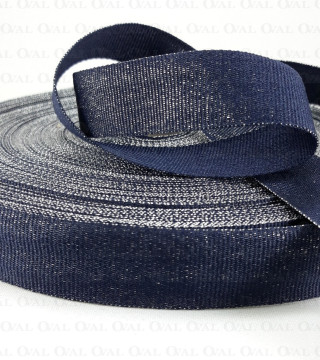 Taśma rypsowa granatowo srebrna 20mm/1m 3760