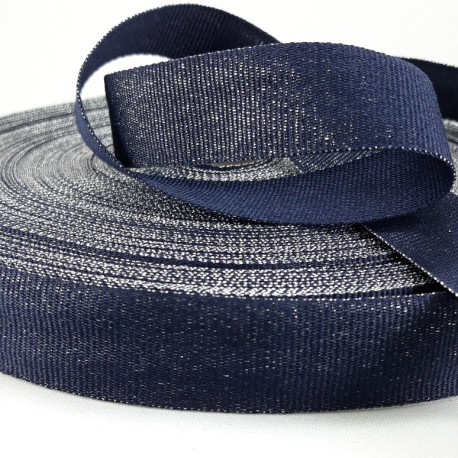 Taśma rypsowa granatowo srebrna 20mm/1m 3760 - 28921