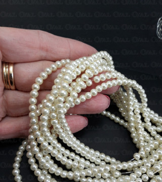 Perła szklana na sznurze ,szara 4mm,6mm,8mm, 1854