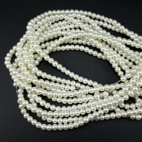 Perła szklana na sznurze ,szara 4mm,6mm,8mm, 1854 - 29381