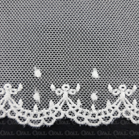 Koronka haft na tiulu 70mm/1y  śmietana 4907