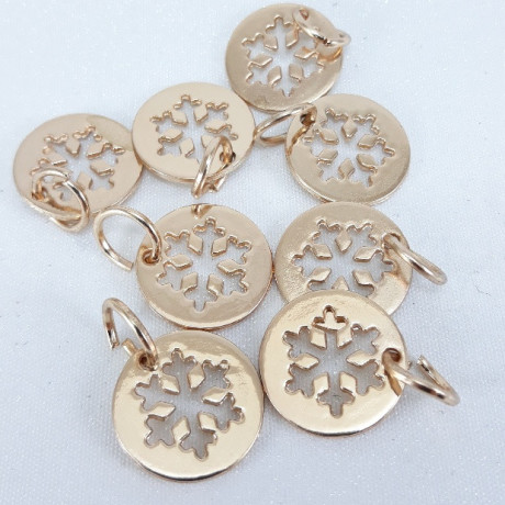 Przywieszka ozdobna  złota śnieżynka 10,100szt  5674