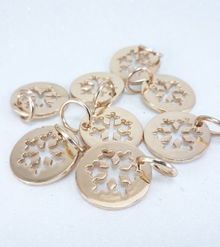 Przywieszka ozdobna  złota śnieżynka 10,100szt  5674