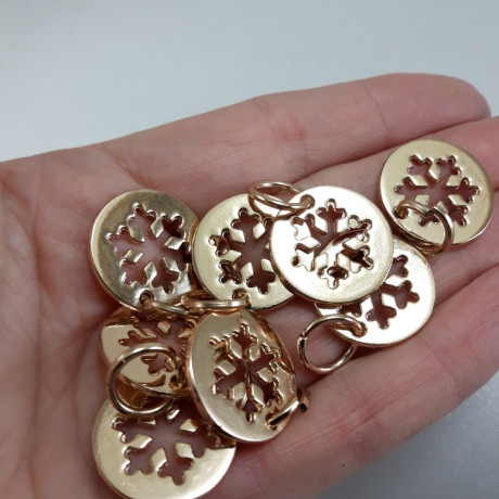 Przywieszka ozdobna  złota śnieżynka 10,100szt  5674