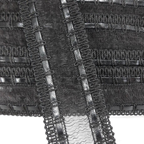 Tasiemka szyfonowa  ze skórką 35mm/1m czerń 1918