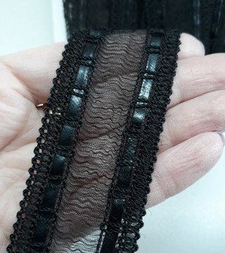 Chiffon ribbon with edging 35mm/1m black 1918