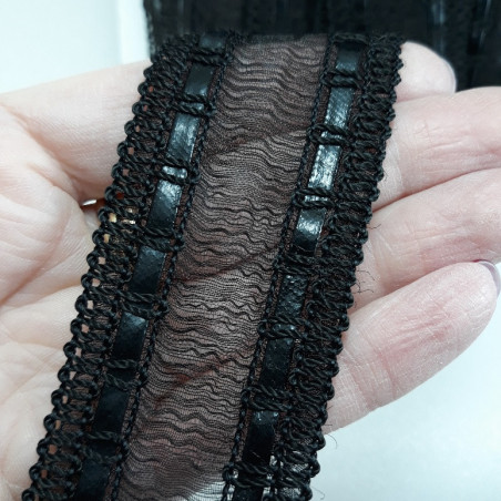 Chiffon ribbon with edging 35mm/1m black 1918