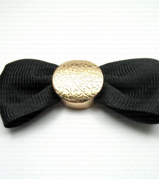 Decorative black bow, metal centre approx. 65 mm No: 1683